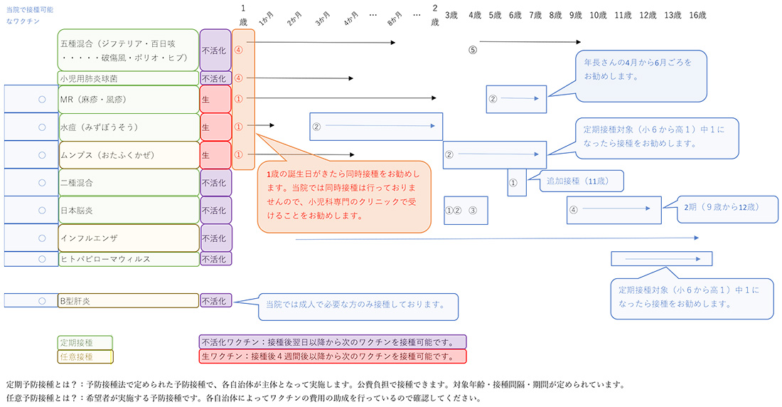 予防接種のスケジュールイメージ図1